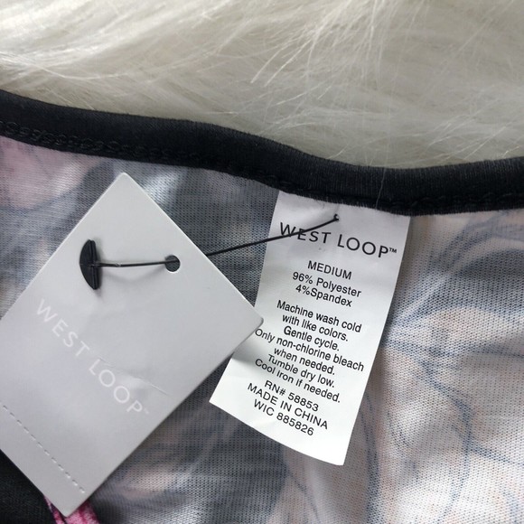 New WestLoop Floral  A-Line Drawstring Waist Short Knit Tank Dress Sz L -Bla… - Picture 11 of 12